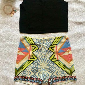 Flying Tomato Aztec Print High Waisted Shorts
